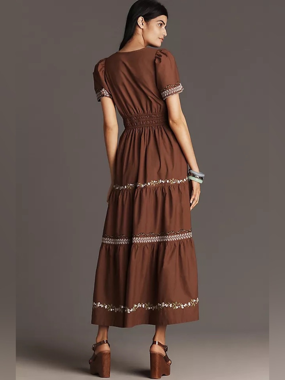 Anthropologie Somerset brown embroidered maxi dress - Picture 2 of 8